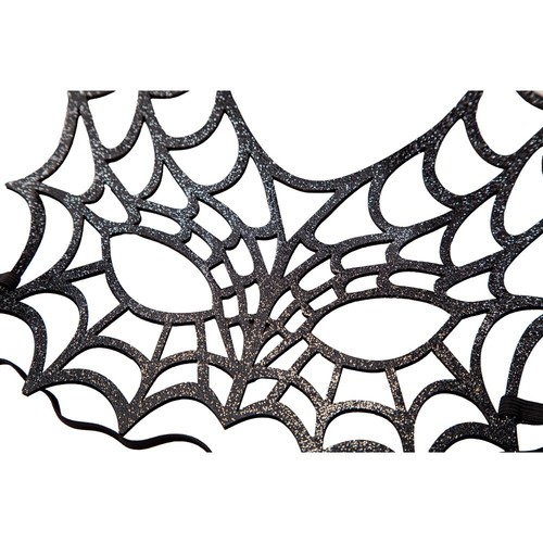 Glitter Spider Eyemask Black Fancy Dress Adult Halloween Costume Mask Accessory - Picture 3 of 4