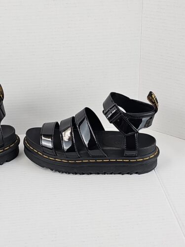 Womens Dr. Martens Blaire Quad Black Gloss Leather Strappy Sandals. Size 8 - Picture 3 of 17