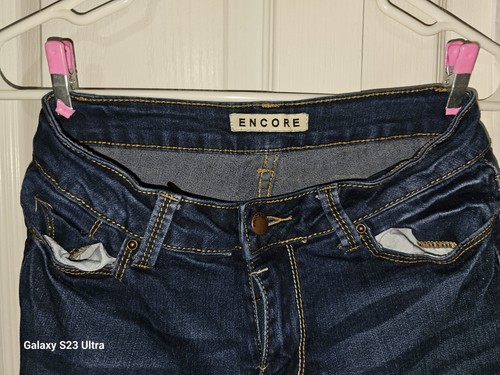 Pantalones de mezclilla para mujer Encore talla 5 azul lavado medio con puños al tobillo - Imagen 2 de 6