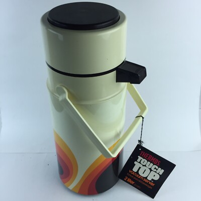Vintage Retro THERMOS Touch Top Vacuum Coffee Pump Server Hot Cold 1978