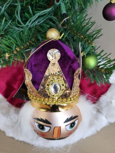 Robert Stanley Weihnachten Nussknacker 7" Kopf Glas Baumschmuck lila Hut - Bild 2 von 3