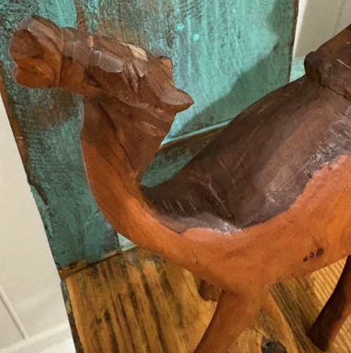VTG Collectible Beautiful Details Hand Carved Olive Wood Camel w/ Rider 9" tall - Picture 6 of 22
