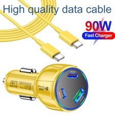 90W USB C Fast Charging Car Charger ,Cord Cable For iPhone 16e 15 14 13 Pro Max
