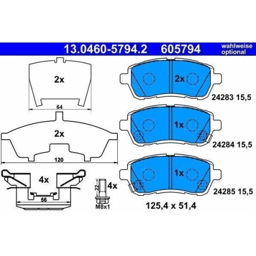 Bremsbelagsatz, Scheibenbremse ATE 13.0460-5794.2 für DAIHATSU MAZDA SUZUKI - Bild 2 von 3
