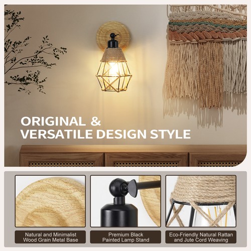 Vintage Battery Operated Wall Sconce Indoor Chargeable LED Wall Light Remote E26 - Picture 5 of 12