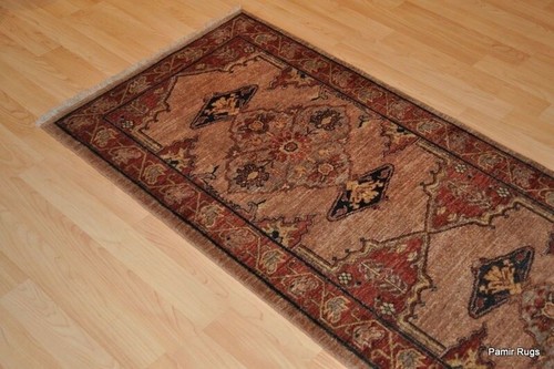 TOP QUALITÄT HALLENLÄUFER 2' 8" x 12 Fuß HERIS Design WOLLE Orientalischer TEPPICH MAHAGONI - Bild 7 von 12