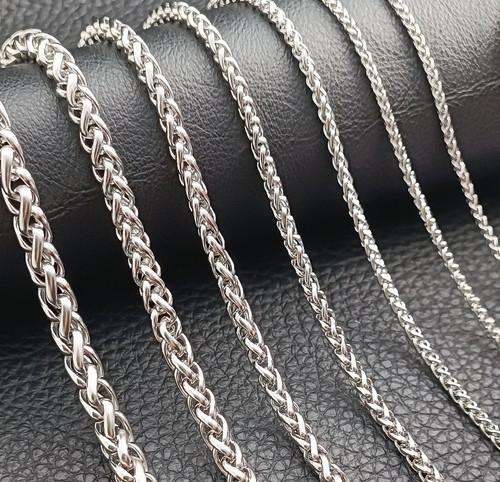 Edelstahl Zopfkette Halskette Massiv 2-7 mm Silber Herren,Damen Modeschmuck - Bild 2 von 7