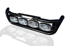 Grill Bar + Step Pad + Amber Side LEDs For Mercedes Arocs Front BLACK Steel