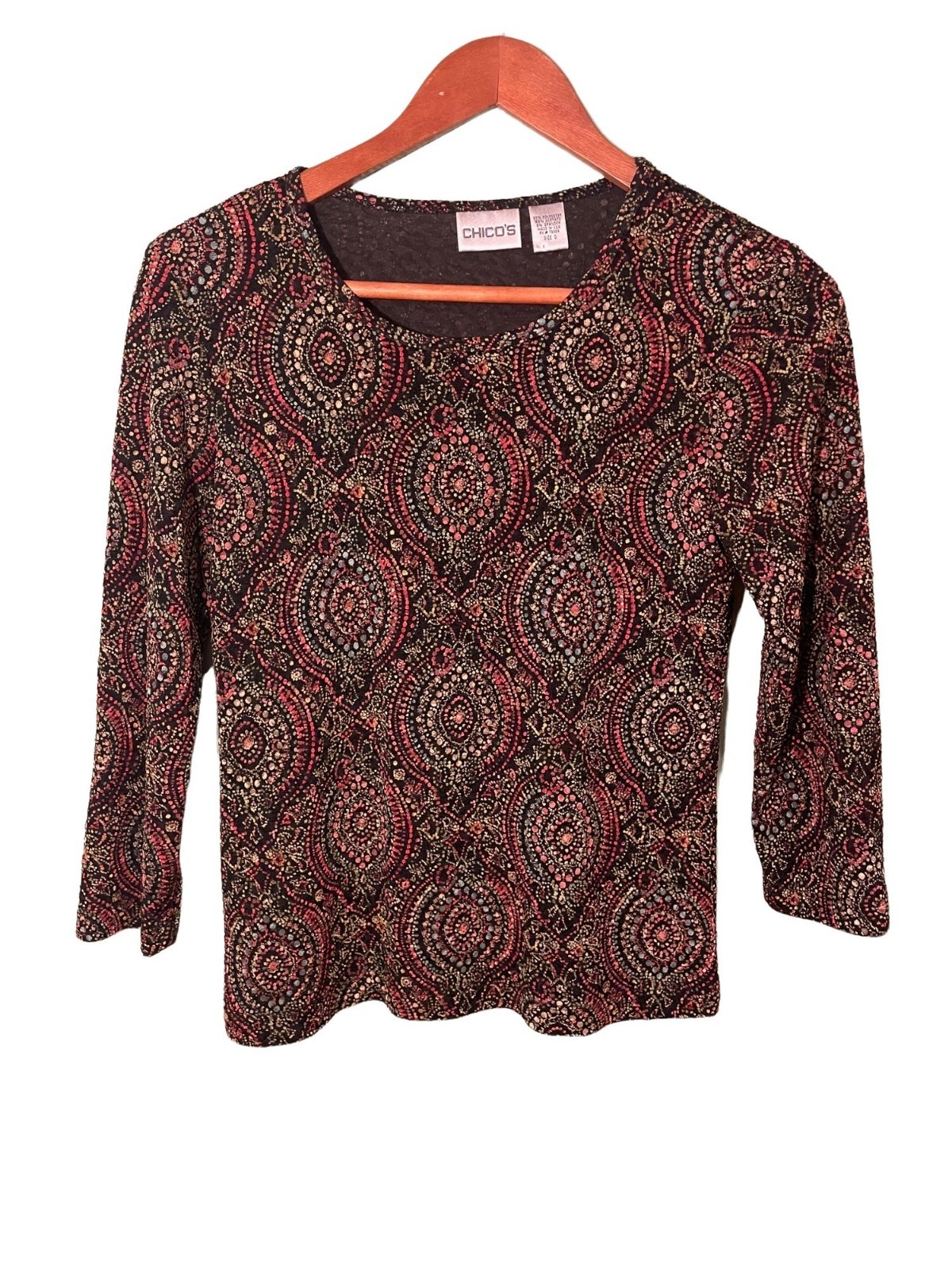 Chico's SZ 0 Patterned Multicolor Pullover Fitted… - image 1