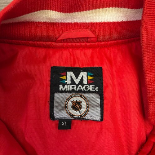 Y2K / Vintage Mirage Detroit Red Wings NHL Satin Bomber Jacket Size XL Red White - Bild 5 von 16