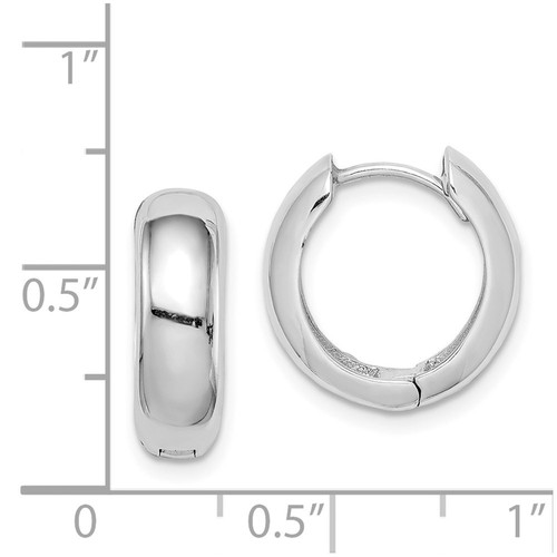 Sterling Silver Rhodium Polished Hinged Hoop Earrings - Picture 4 of 4
