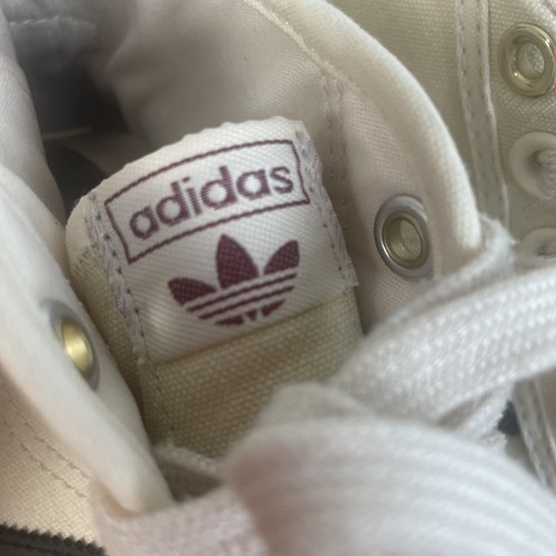 Adidas Nizza UK 6 Platform Mid Canvas Shoes Trainers Sneakers Beige Black Stripe - Picture 8 of 13