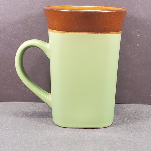 Royal Norfolk Tall Stoneware 14oz Coco Coffee Tea Mug Square Shaped Green/Brown - Picture 3 of 7