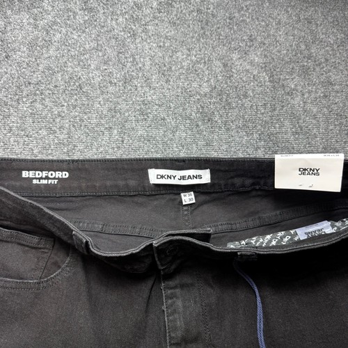 Pantalones de mezclilla DKNY para hombre 36 x 30 ajustados elásticos negros nuevos con etiquetas - Imagen 4 de 13
