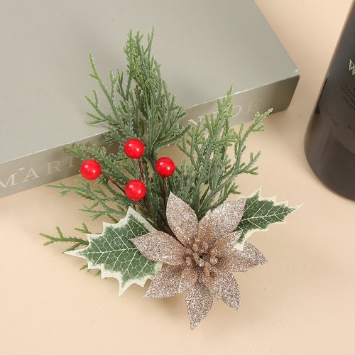 2pcs Pine Needle Artificial Red Berry Christmas Branches Accessory Party Decor - Picture 18 of 19