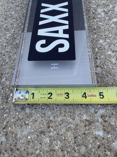 SAXX Lucite Vtg Store Sign Counter Shelf Display Men’s Clothing Black & Gray - Picture 3 of 5