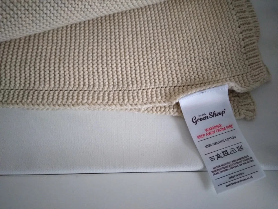 Little Green Sheep Newborn Baby Blanket Beige - Image 2 of 2