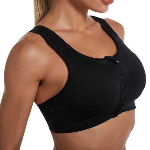 Reggiseno sportivo con cerniera anteriore push up yoga fitness jogging gilet più taglie donna - Foto 5 di 31