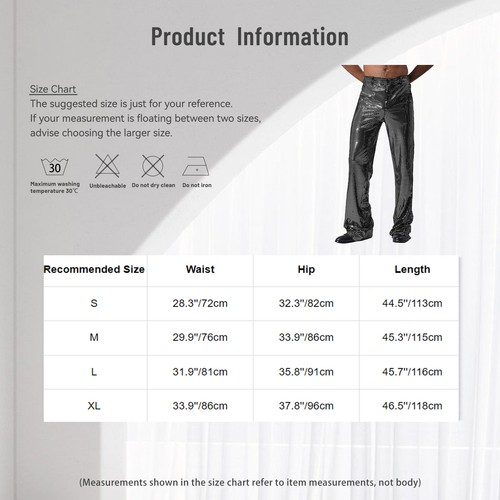 Herren Hose Show Kostüm Motto lange Hose Taschen glänzend weites Bein ausgestellt 70er - Bild 20 von 56