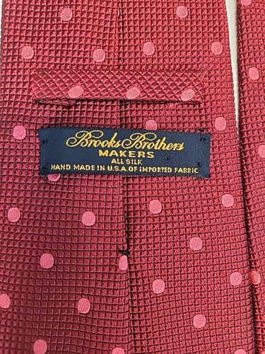 Brooks Brothers Red 100% Silk Tie with Red Polka Dots 58x3.75 Vtg - Picture 3 of 3