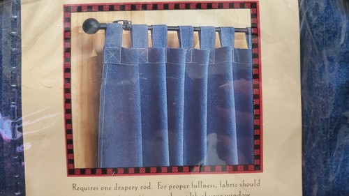 Woolrich Vintage Paar Denim Tab Top Fenster Panels Neu im Paket Baumwolle 54" x 63" EA - Bild 8 von 16