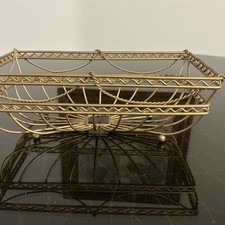 Vintage MCM Gold Tone Metal Basket Decorative...