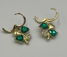 925 Stamped Green Shamrock Pierced Earrings St Patrick s Day Untested