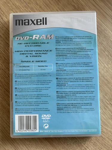 5 x Maxell DVD RAM 4.7gb 120 Minute DVD-RAM Recordable New & Sealed - Photo 3/3