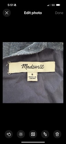 Vestido midi Madewell cambray sin mangas con botones delanteros talla 8 (53) - Imagen 7 de 9