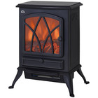 Black Metal Electric Fireplace 1850W Freestanding Log Effect 540H x 450L cm