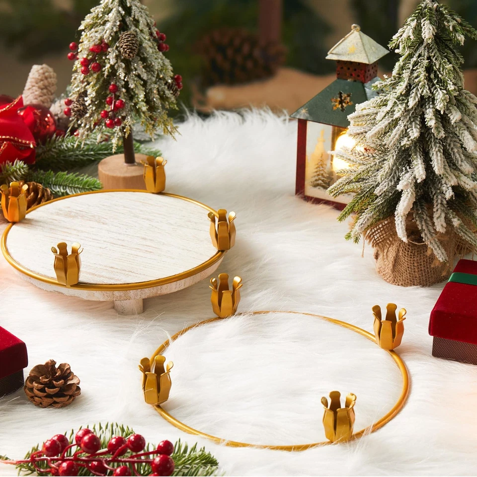 50 peças de anéis de metal Natal coroa de advento ouro a granel coroa de advento furo de vela... - Imagem 2 de 4