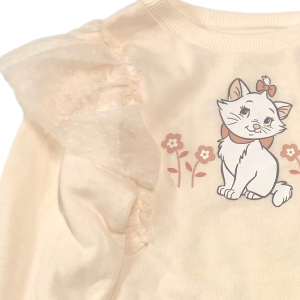Disney Aristocats Niñas Volantes Marfil Marie Kitty Gato Sudadera Foto 3 de 3