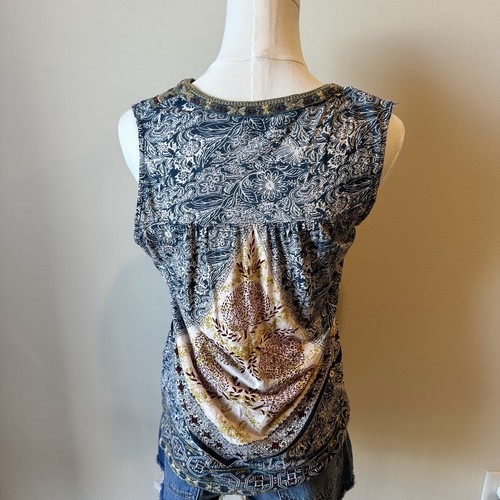 Women’s Lucky Brand Tank Top Boho Blue Floral Small - Picture 3 of 6