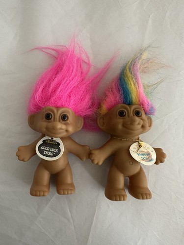 Russ 3” Good Luck & Rainbow Troll Dolls - Lot of 2 - Vintage 90s NWT - Picture 4 of 7