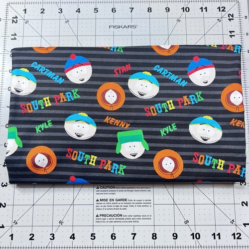 South Park Baumwollstoff gestreift grau 39 L x 42 W