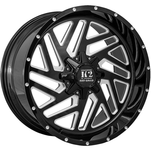 (Set of 4) K2 K19 Rampage 22x10 6x135/6x5.5" -18mm Black/Milled Wheels Rims - Picture 2 of 9
