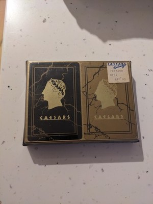 Rare Vintage Double Pack Ceasers Palace Playing Cards Sealed In Suede Box NIB