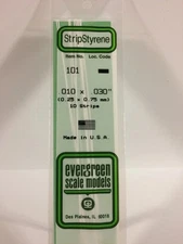 Evergreen Scale Models Styrene Strip .010 x .030 (10 pcs)