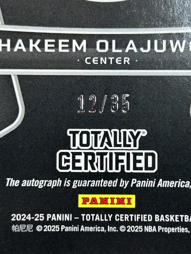 Hakeem Olajuwon Gold Team Signatures Blue 12/35 Panini Totally Certified - Picture 7 of 8