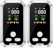 5-in-1  2 Pack Carbon Monoxide Detectors Plug-in Smoke & Natural Gas Leak Detect