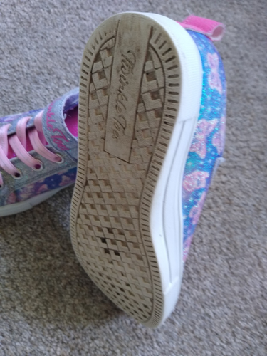 Skechers Girls Sz1 Twinkle Toes Shoes No Tie Elastic Lace BUTTERFLIES - Picture 4 of 6