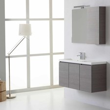 Mobile bagno sospeso 90cm 3 ante lavabo decentrato a sinistra specchio con