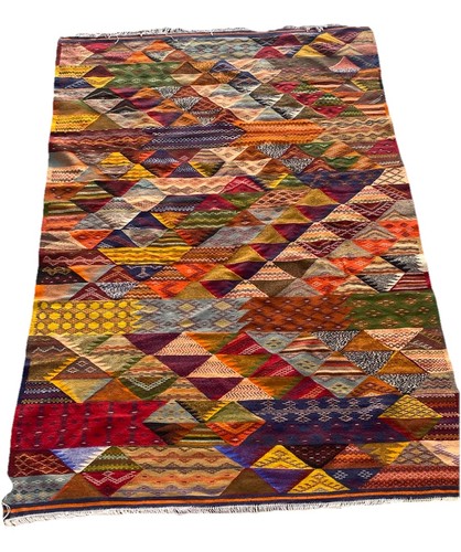 Tappeto kilim berbero marocchino tappeto Picasso fatto a mano Taznakht tribale 8ft2’’ X 5ft6 - Foto 3 di 14