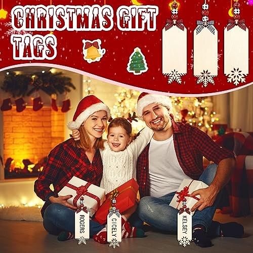 12 Set Christmas Stocking Name Tags Xmas DIY Wooden Name Signs Includes Tags - Picture 3 of 7