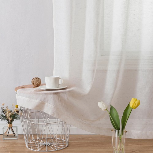 OWENIE Linen Blend Sheer Curtains 84 inches Long 2 Panels Set for Bedroom, Na... - Picture 7 of 7