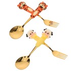 4pcs Adults Forks And Spoons Stainless Steel Cartoon Tableware Cute Cutlery Set