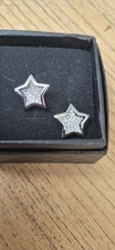 New Silver Plated Star Earings With Diamante Detail