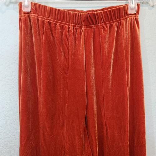 Vtg 60's Rust Burnt Orange Groovy Velvet Wide Flare Pants Bell Bottoms Hippie S - Picture 3 of 9