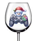 12x Colourful Christmas Gaming Controller Vinyl Sticker Decal Wine Glass Bottle