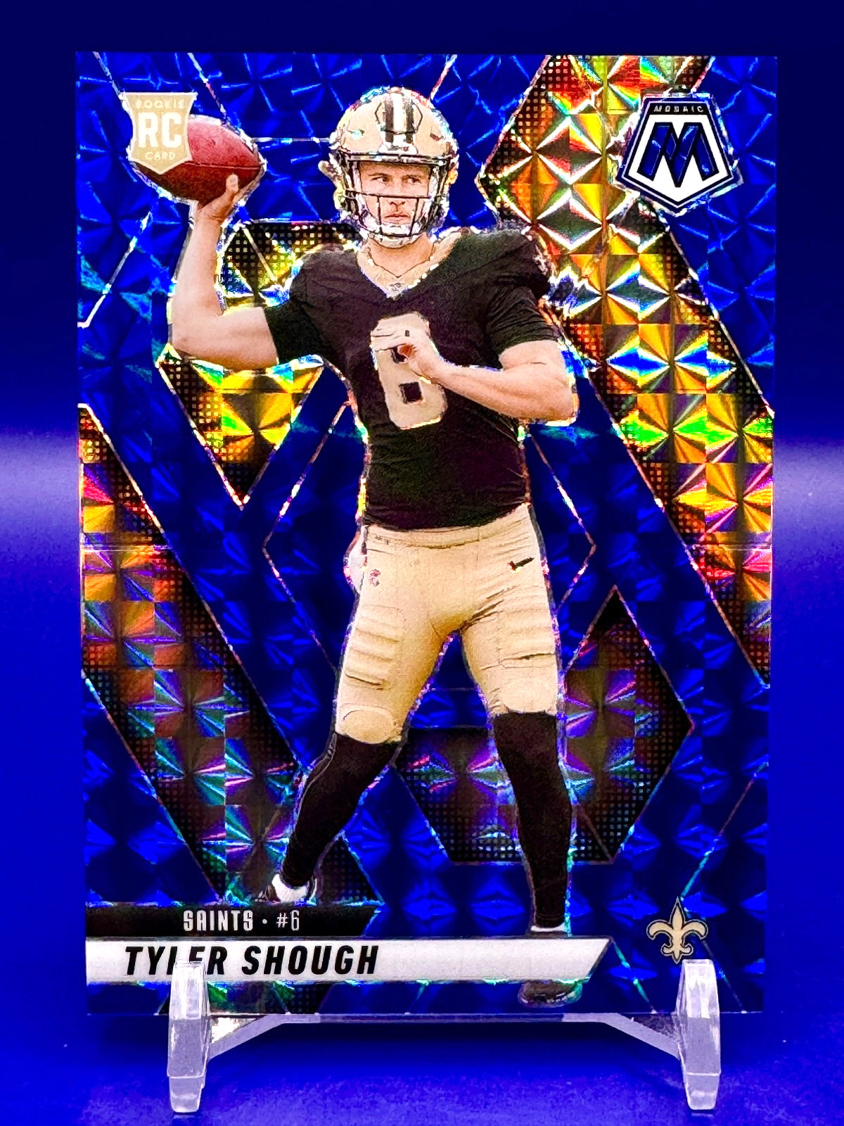 2025 Panini Mosaic Tyler Shough #312 Blue Mosaic Prizm 03/99 (RC) Saints
